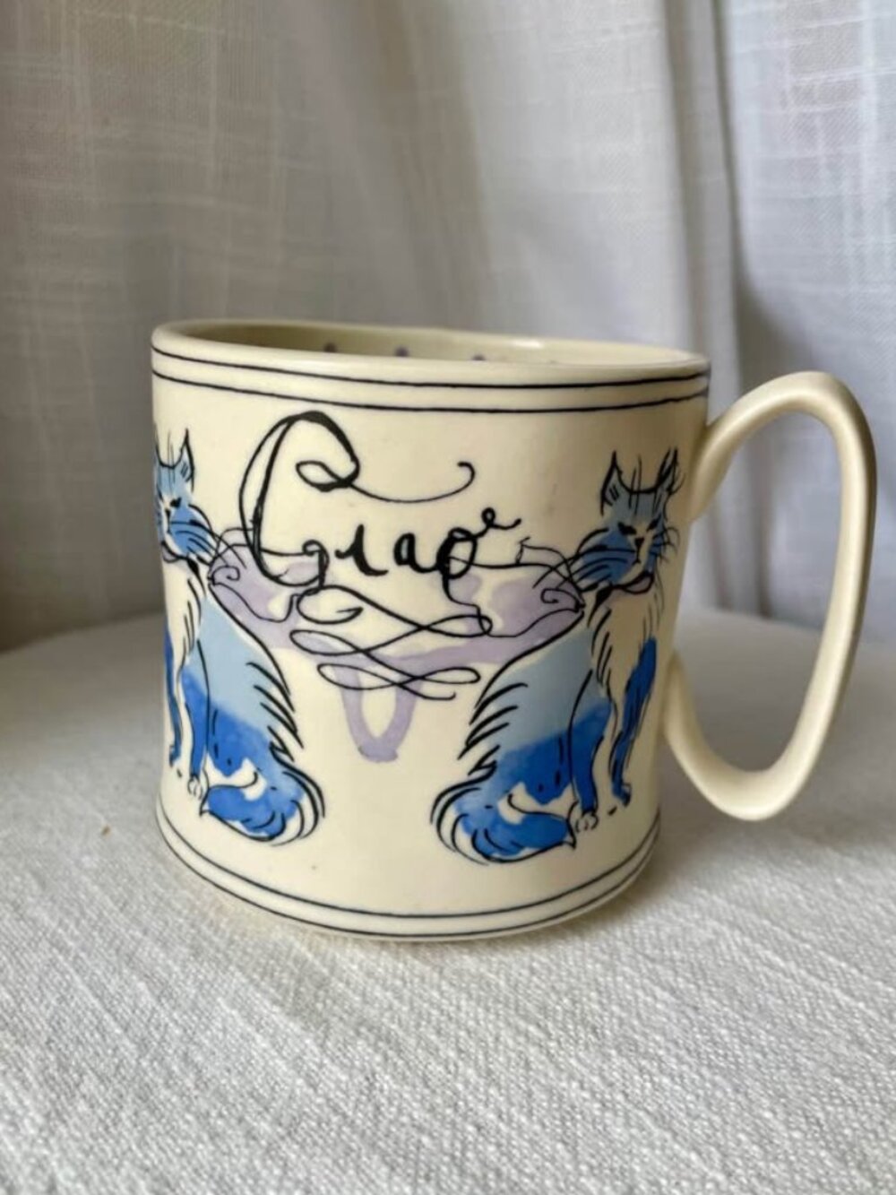 Anthropologie CIAO Cat Mug